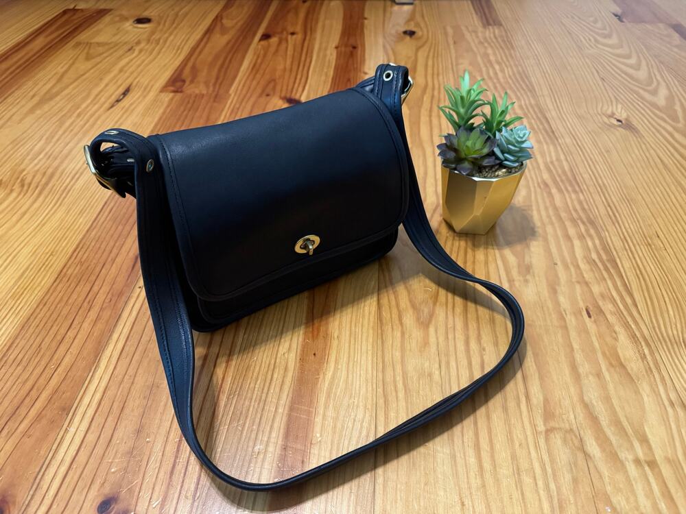 Vintage Coach Rambler's Legacy Bag (Style #9061) Black Leather